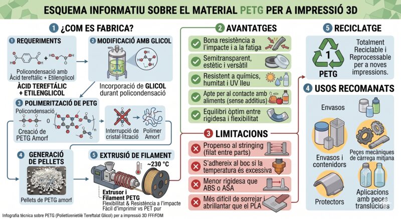 Esquema de fabricació del PETG