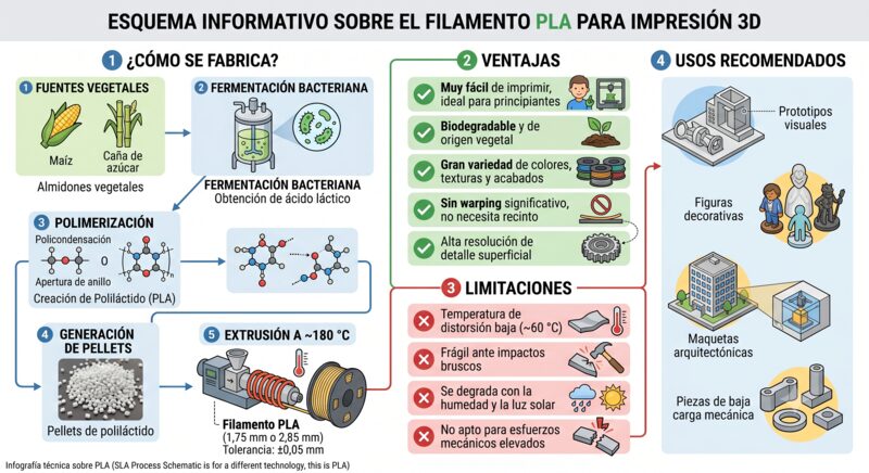 Esquema de fabricación del PLA
